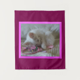 Witte kitten wandtapijt wandkleed