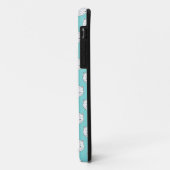 Witte Kittengezicht met Stippen over Teal Case-Mate iPhone Case (Achterkant/links)