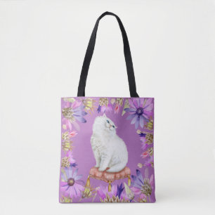 Witte Kittenkat Tote Bag