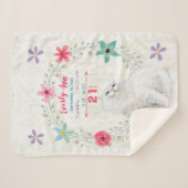 Witte Kitty Cat Baby Meisje Stats Waterverf Krans Sherpa Deken (Voorkant (horizontaal))