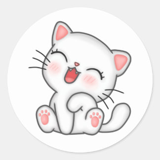 Witte Kitty Cat Stickers