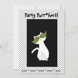 Witte Kitty Cat Zwart Wit Halloween Kaart