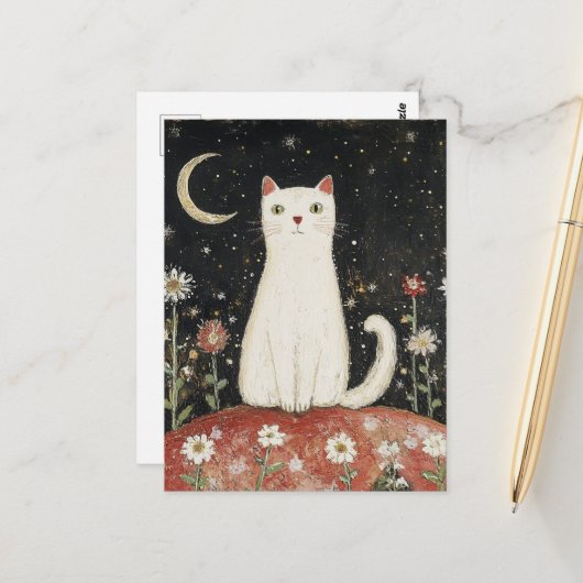 Witte Kitty en de Maan Briefkaart (Voorkant / Achterkant in situ)