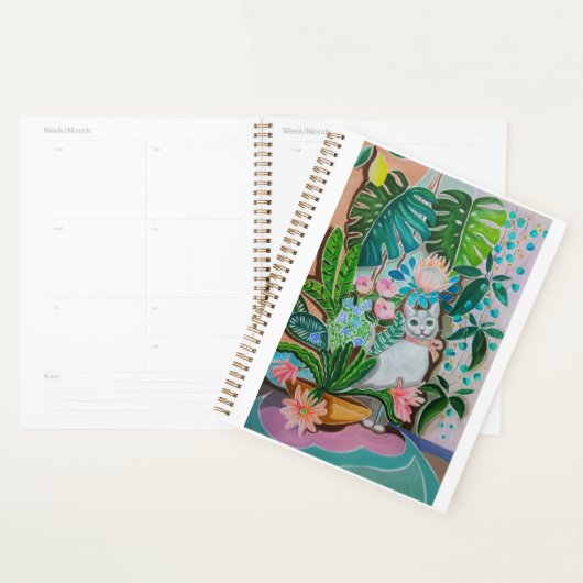 Witte Kitty in de groene planner (Display)