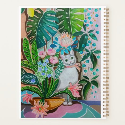 Witte Kitty in de groene planner (Achterkant)