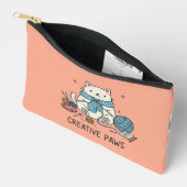 Witte Kitty Kat Breiend Creative Paws Koraal Kunst Etui (Open)