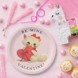 Witte Kitty Vintage Wees Van Mij Vriendje Papieren Bordje