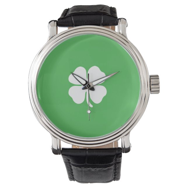 Witte klap lederen lederen riem horloge (Voorkant)