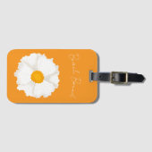 Witte klaproos bloem geel bagagelabel (Voorkant (horizontaal))