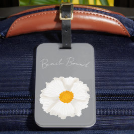 Witte klaproos bloem grijs bagagelabel