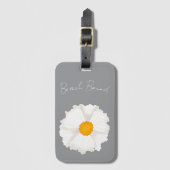 Witte klaproos bloem grijs bagagelabel (Voorkant (verticaal))