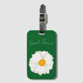 Witte klaproos bloem groen bagagelabel (Voorkant (verticaal))
