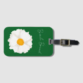 Witte klaproos bloem groen bagagelabel (Voorkant (horizontaal))