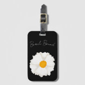 Witte klaproos bloem zwart bagagelabel (Voorkant (verticaal))