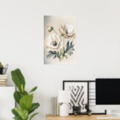 Witte klaproos bloemen kunstprint poster (Thuiskantoor)