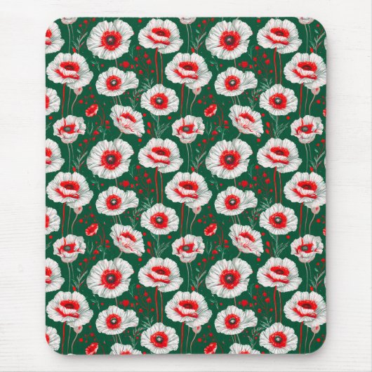 🌸 Witte klaproos bloemenbureau 🌸 Muismat (Voorkant)