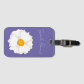 Witte klaproos paars bagagelabel (Voorkant (horizontaal))