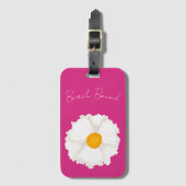 Witte klaproos roze bagagelabel (Voorkant (verticaal))