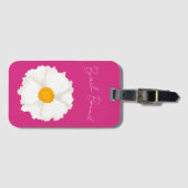 Witte klaproos roze bagagelabel (Voorkant (horizontaal))