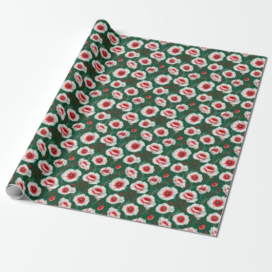 🌼 Witte klaproosgloed ❄️ Elegant bloemengeschenk Cadeaupapier (Uitgerold)