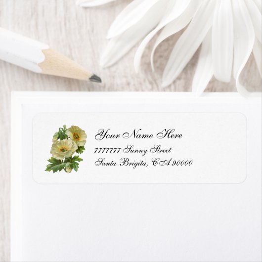 Witte klaprozen  bloemige Adresetiketten Etiket (Insitu)
