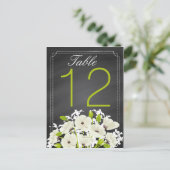 Witte klaprozen en schoolbord Trouwtafel Kaart (Staand voorkant)