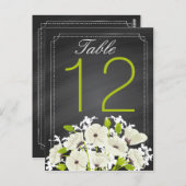Witte klaprozen en schoolbord Trouwtafel Kaart (Voorkant / Achterkant)