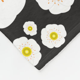 Witte klaprozen fleece deken (3 maten)