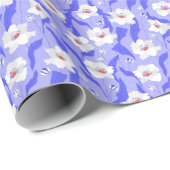 Witte klaprozen: handgetekende Paarse naadloos Cadeaupapier (Rol Hoek)