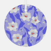 Witte klaprozen: handgetekende Paarse naadloos Glas Ornament (Achterkant)