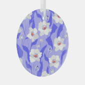 Witte klaprozen: handgetekende Paarse naadloos Glas Ornament (Voorkant Rechts)