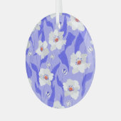 Witte klaprozen: handgetekende Paarse naadloos Glas Ornament (Voorkant links)