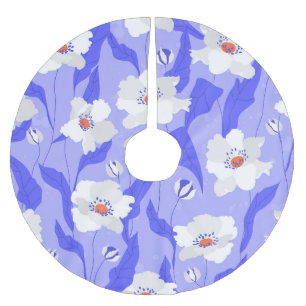 Witte klaprozen: handgetekende Paarse naadloos Kerstboom Rok