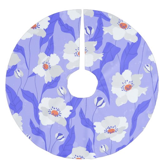 Witte klaprozen: handgetekende Paarse naadloos Kerstboom Rok (Voorkant)