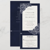 Witte klaprozen marine bloemige trouw uitnodiging  (Voorkant / Achterkant)