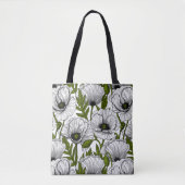 Witte klaprozen op wit tote bag (Voorkant)