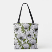 Witte klaprozen op wit tote bag (Achterkant)