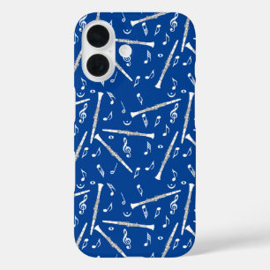 Witte Klarinetten Muzieknoten iPhone 16 Hoesje