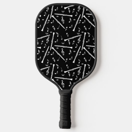 Witte Klarinetten Muzieknoten Pickleball Paddle (Achterkant)