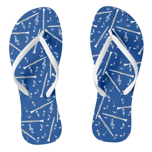Witte Klarinetten Muzieknoten Teenslippers (Voetbed)