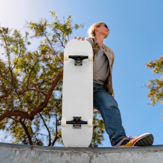 Witte klassieke effen en eenvoudige effen kleur persoonlijk skateboard (Buiten 1)