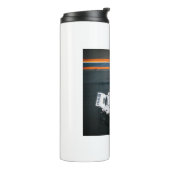 Witte klassieke raceauto thermosbeker (Gedraaid links)