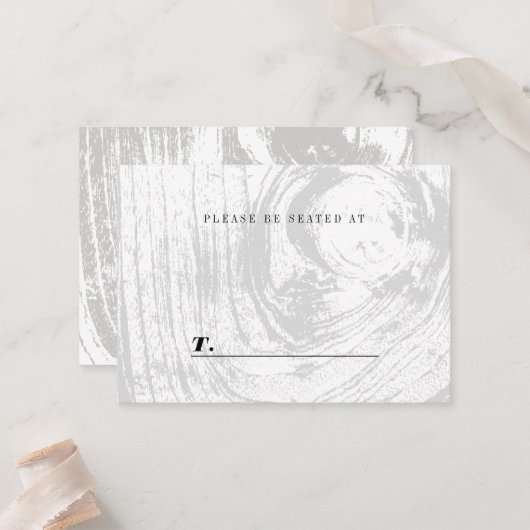 Witte klassieke rustieke houtnerf chique winter br plaatskaartje (Voorkant / Achterkant in situ)