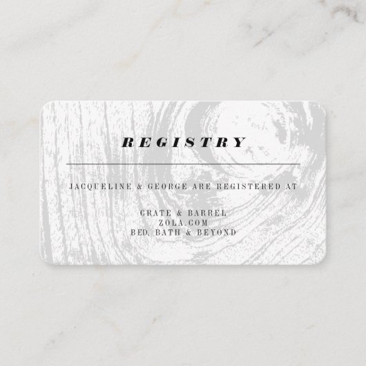 Witte klassieke rustieke Woodgrain bruiloft regist Informatiekaartje (Voorkant)