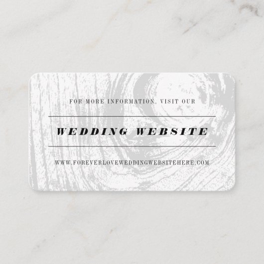 Witte klassieke rustieke Woodgrain bruiloft websit Informatiekaartje (Voorkant)