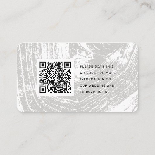 Witte klassieke rustieke Woodgrain bruiloft websit Informatiekaartje (Achterkant)