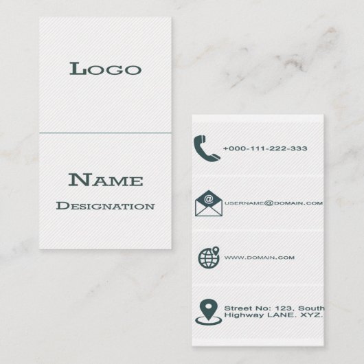 Witte klassieke Visitekaartjes (Voorkant / Achterkant)