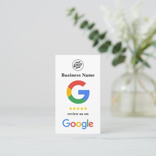 Witte Kleine Bedrijven Google Review Link Sjabloon Visitekaartje (Staand voorkant)