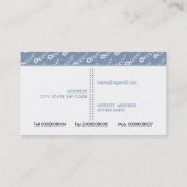 Witte kleine bloemen, dusty blauw bloempatroon visitekaartje (Achterkant)