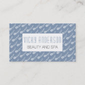 Witte kleine bloemen, dusty blauw bloempatroon visitekaartje (Voorkant)